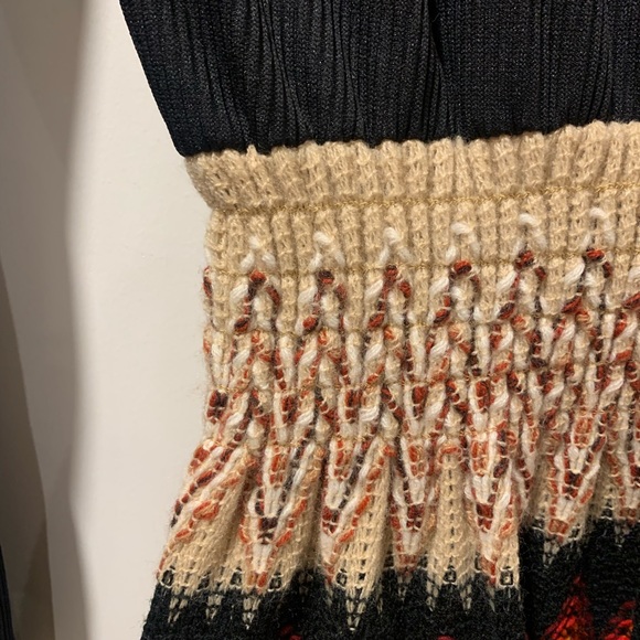 Vintage 70s Black & Woven Bohemian Maxi Dress - Picture 9 of 14